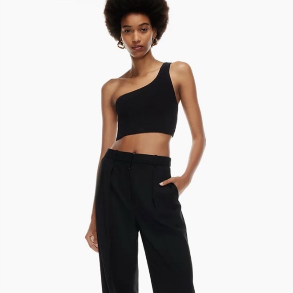 Aritzia Babaton Sculpt Knit Black One-Shoulder Women's Top - Picture 2 of 5